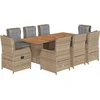 Image de vidaXL - 9-delige - Tuinset - met - kussens - poly - rattan - beige