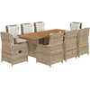 Image de vidaXL - 9-delige - Tuinset - met - kussens - poly - rattan - beige