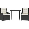 Image de vidaXL - 3-delige - Tuinset - met - kussens - poly - rattan - zwart