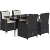 Image de vidaXL - 5-delige - Tuinset - met - kussens - poly - rattan - zwart