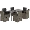 Image de vidaXL - 7-delige - Tuinset - met - kussens - poly - rattan - grijs