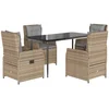 Image de vidaXL - 5-delige - Tuinset - met - kussens - poly - rattan - beige