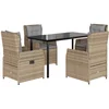 Image de vidaXL - 5-delige - Tuinset - met - kussens - poly - rattan - beige