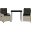 Image de vidaXL - 3-delige - Tuinset - met - kussens - poly - rattan - lichtgrijs