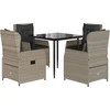 Image de vidaXL - 5-delige - Tuinset - met - kussens - poly - rattan - lichtgrijs