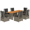 Image de vidaXL - 7-delige - Tuinset - met - kussens - poly - rattan - grijs