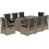 Image de vidaXL - 9-delige - Tuinset - met - kussens - poly - rattan - lichtgrijs