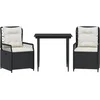 Image de vidaXL - 3-delige - Tuinset - met - kussens - poly - rattan - zwart