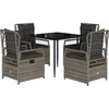 Image de vidaXL - 5-delige - Tuinset - met - kussens - poly - rattan - grijs