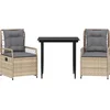 Image de vidaXL - 3-delige - Tuinset - met - kussens - poly - rattan - beige
