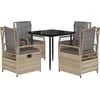 Image de vidaXL - 5-delige - Tuinset - met - kussens - poly - rattan - beige