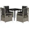 Image de vidaXL - 5-delige - Tuinset - met - kussens - poly - rattan - lichtgrijs