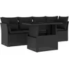 Image de vidaXL - 5-delige - Loungeset - met - kussens - poly - rattan - zwart