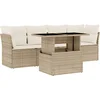 Image de vidaXL - 5-delige - Loungeset - met - kussens - poly - rattan - beige