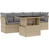 Image de vidaXL - 5-delige - Loungeset - met - kussens - poly - rattan - beige