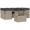 Image de vidaXL - 7-delige - Loungeset - met - kussens - poly - rattan - lichtgrijs