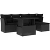 Image de vidaXL - 6-delige - Loungeset - met - kussens - poly - rattan - zwart
