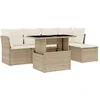 Image de vidaXL - 6-delige - Loungeset - met - kussens - poly - rattan - beige