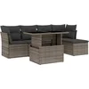 Image de vidaXL - 6-delige - Loungeset - met - kussens - poly - rattan - grijs