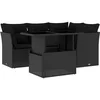 Image de vidaXL - 5-delige - Loungeset - met - kussens - poly - rattan - zwart