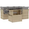 Image de vidaXL - 5-delige - Loungeset - met - kussens - poly - rattan - beige