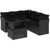 Image de vidaXL - 6-delige - Loungeset - met - kussens - poly - rattan - zwart