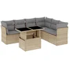Image de vidaXL - 7-delige - Loungeset - met - kussens - poly - rattan - beige