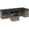 Image de vidaXL - 7-delige - Loungeset - met - kussens - poly - rattan - grijs