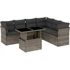 Image de vidaXL - 7-delige - Loungeset - met - kussens - poly - rattan - grijs