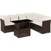 Image de vidaXL - 7-delige - Loungeset - met - kussens - poly - rattan - bruin