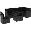 Image de vidaXL - 7-delige - Loungeset - met - kussens - poly - rattan - zwart