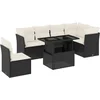 Image de vidaXL - 7-delige - Loungeset - met - kussens - poly - rattan - zwart