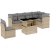 Image de vidaXL - 7-delige - Loungeset - met - kussens - poly - rattan - beige