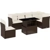 Image de vidaXL - 7-delige - Loungeset - met - kussens - poly - rattan - bruin