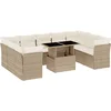 Image de vidaXL - 10-delige - Loungeset - met - kussens - poly - rattan - beige