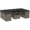 Image de vidaXL - 10-delige - Loungeset - met - kussens - poly - rattan - grijs