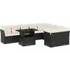 Image de vidaXL - 10-delige - Loungeset - met - kussens - poly - rattan - zwart