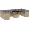 Image de vidaXL - 11-delige - Tuinset - met - kussens - poly - rattan - beige