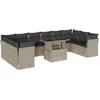 Image de vidaXL - 11-delige - Loungeset - met - kussens - poly - rattan - lichtgrijs