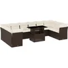 Image de vidaXL - 11-delige - Loungeset - met - kussens - poly - rattan - bruin
