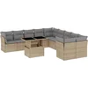 Image de vidaXL - 11-delige - Tuinset - met - kussens - poly - rattan - beige
