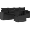Image de vidaXL - 5-delige - Loungeset - met - kussens - poly - rattan - zwart