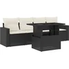 Image de vidaXL - 5-delige - Loungeset - met - kussens - poly - rattan - zwart