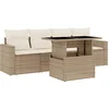 Image de vidaXL - 5-delige - Loungeset - met - kussens - poly - rattan - beige