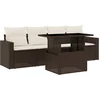 Image de vidaXL - 5-delige - Loungeset - met - kussens - poly - rattan - bruin