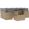 Image de vidaXL - 7-delige - Loungeset - met - kussens - poly - rattan - beige
