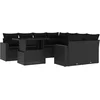 Image de vidaXL - 9-delige - Loungeset - met - kussens - poly - rattan - zwart