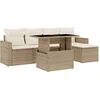 Image de vidaXL - 6-delige - Loungeset - met - kussens - poly - rattan - beige