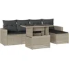 Image de vidaXL - 6-delige - Loungeset - met - kussens - poly - rattan - lichtgrijs