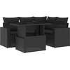 Image de vidaXL - 5-delige - Loungeset - met - kussens - poly - rattan - zwart